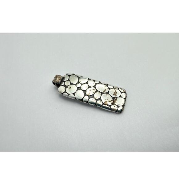 Heavy Modernist Sterling Silver "Pebble Dot" Texture Pendant - Picture 4 of 8